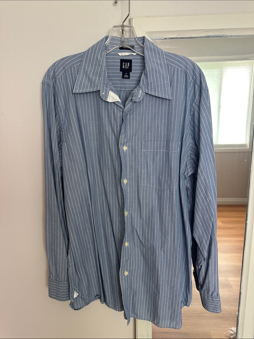 GAP Light Blue Pinstripe Long-Sleeve Button Shirt